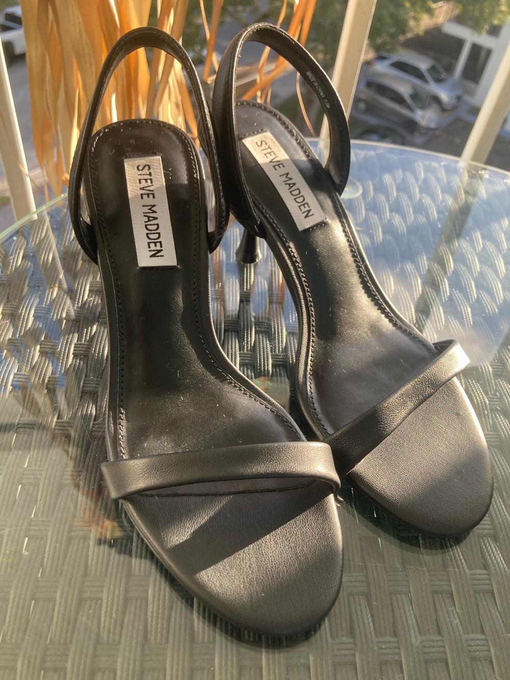 Steve Madden Black Minimal Slingback Heels